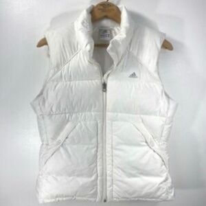 Adidas Winter White Quilted Down and Feather Filled Zip Up Puffer Vest Jacket M